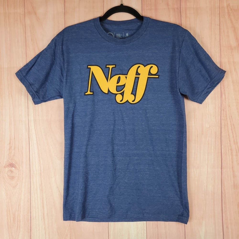 Neff Shirt Mens Small Heather Blue Cotton Graphic Spellout Logo Streetwear